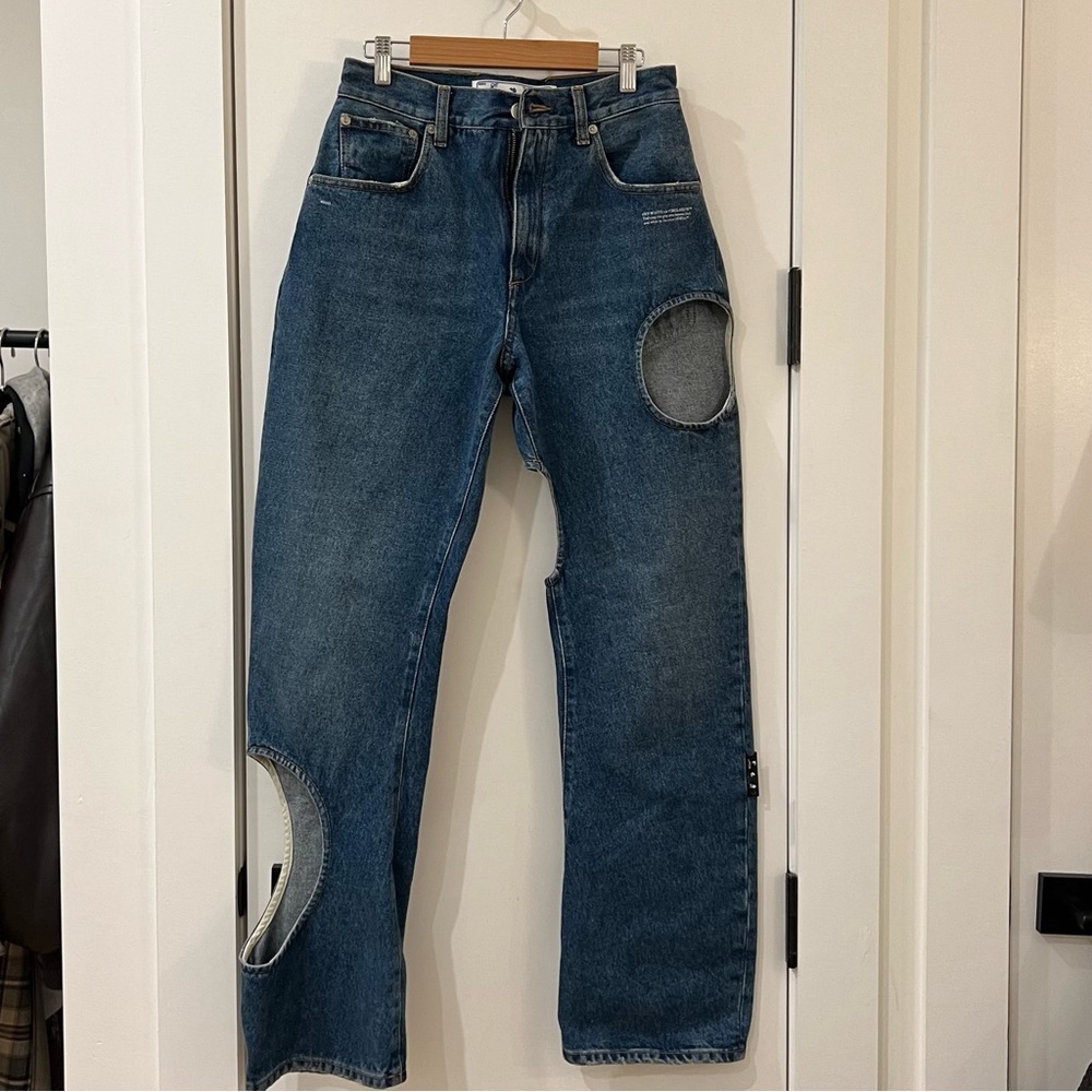 off-white meteor cutout jeans